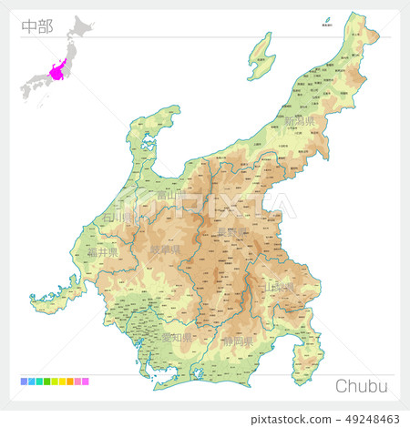 Map of Chubu Chubu (contour line / color coding) Map of Chubu Chubu (contour line / color coding) 49248463