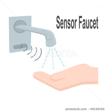 Washing hand and Sensor Faucet icon, hygiene icon Washing hand and Sensor Faucet icon, hygiene icon 49248509