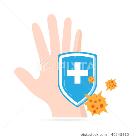 Hand and shield using antibacterial, virus icon, Hand and shield using antibacterial, virus icon, 49248510