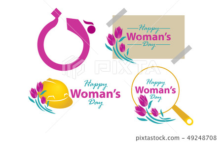 Happy Woman's Day Template Set Happy Woman's Day Template Set 49248708