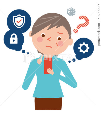 Smartphone woman senior troubled set illustration vector 49248827