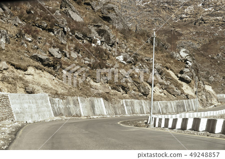 NathuLa mountain road pass of India China border NathuLa mountain road pass of India China border 49248857