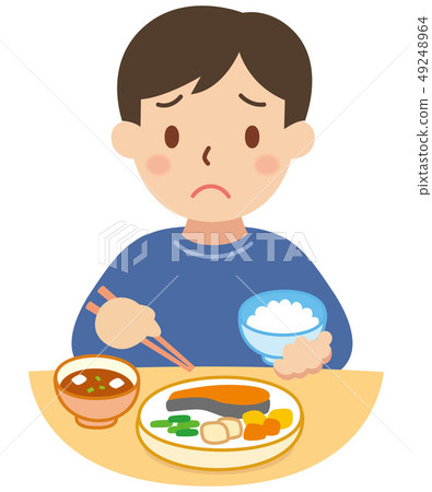 Troubled man eating a meal Troubled man eating a meal 49248964