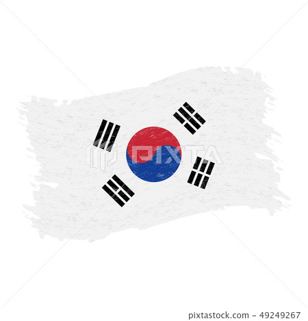 Flag of South Corea, Grunge Abstract Brush Stroke Isolated On A White Background. Vector Flag of South Corea, Grunge Abstract Brush Stroke Isolated On A White Background. Vector 49249267