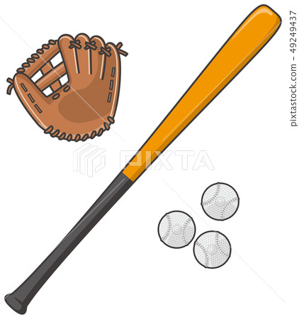 Baseball bat and glove and ball Baseball bat and glove and ball 49249437