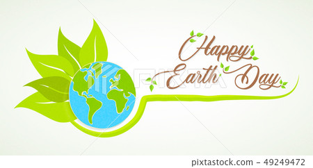 Happy Earth Day card of green natural planet - Stock Illustration ...