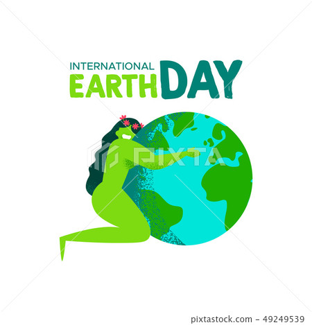 Earth Day card of mother nature hugging the planet Earth Day card of mother nature hugging the planet 49249539