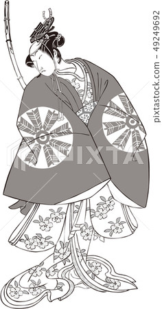 Ukiyoe Kabuki actor part 33 black and white 49249692