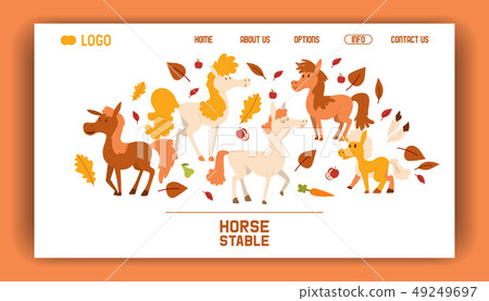 Kids horse vector web page cartoon horsed character with horn illustration horsy backdrop of fantasy Kids horse vector web page cartoon horsed character with horn illustration horsy backdrop of fantasy 49249697