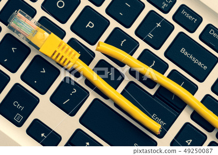 Keyboard with cut internet cable 49250087
