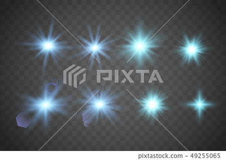 Set of Glowing Light Stars  49255065