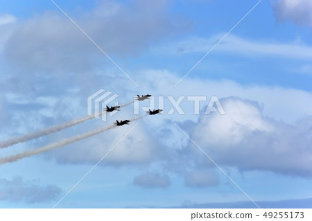 Formation of the US Navy's FA-18 fighter flying in the sky on Oahu, Hawaii Formation of the US Navy's FA-18 fighter flying in the sky on Oahu, Hawaii 49255173
