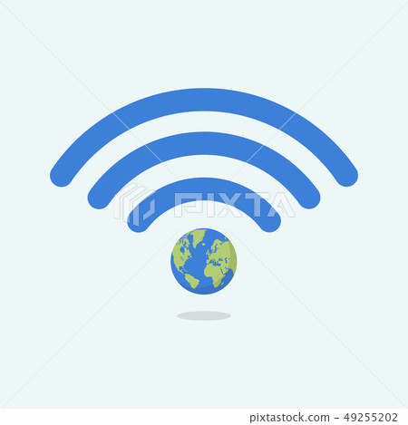 Wifi symbol with planet earth Wifi symbol with planet earth 49255202