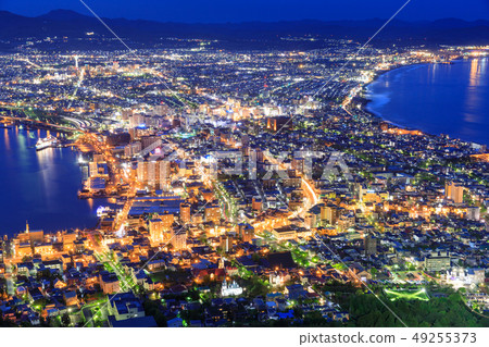 函館夜景北海道 風景優美 照片素材 圖片 圖庫