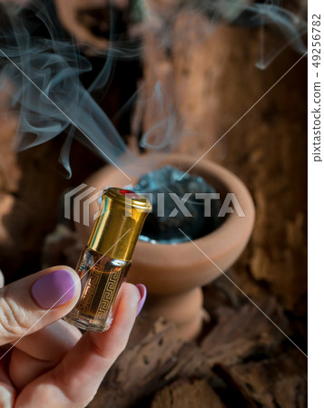 Arabian attar perfume or agarwood oil fragrances. Arabian attar perfume or agarwood oil fragrances. 49256782