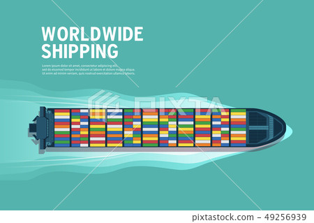 Top view of the industrial marine vessel at sea. Top view of the industrial marine vessel at sea. 49256939