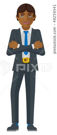 Business Man Holding Hammer Mascot Concept  49259341