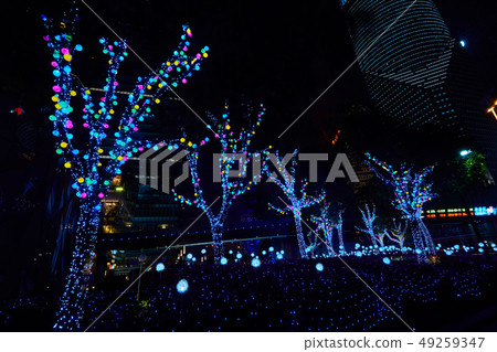 colorful Christmas decorations on the street. christmas lights, city street illumination colorful Christmas decorations on the street. christmas lights, city street illumination 49259347