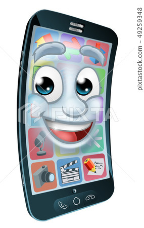 Mobile Cell Phone Mascot Cartoon Character Mobile Cell Phone Mascot Cartoon Character 49259348