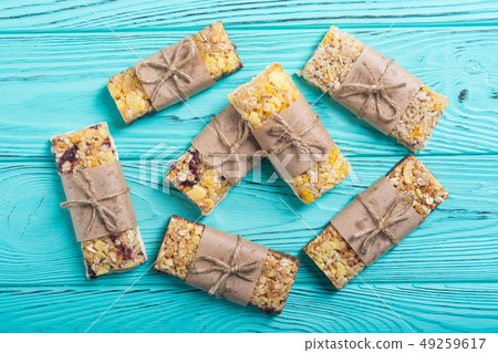 Healthy homemade snacks breakfast . Granola bars 49259617