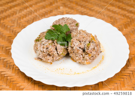 meatballs with salad and sauce meatballs with salad and sauce 49259818