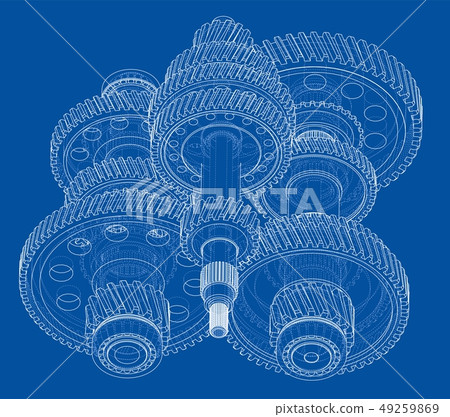Outline gearbox concept. Vector Outline gearbox concept. Vector 49259869