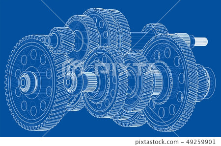 Outline gearbox concept. Vector Outline gearbox concept. Vector 49259901
