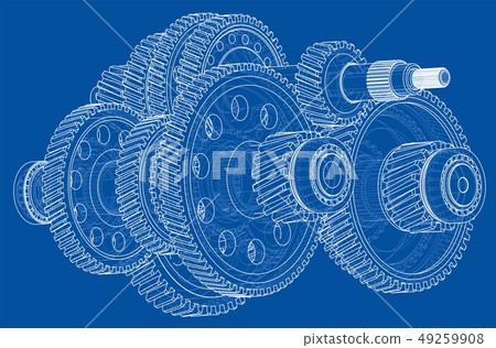 Outline gearbox concept. Vector Outline gearbox concept. Vector 49259908