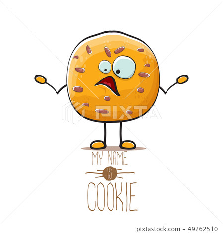 vector funny hand drawn homemade chocolate cookie character isolated on white background. My name is 49262510