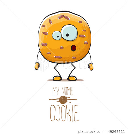 vector funny hand drawn homemade chocolate cookie character isolated on white background. My name is 49262511