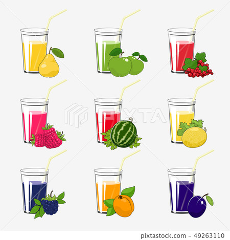 Set of Fresh Fruit and Berries Juices - Stock Illustration [49263110 ...