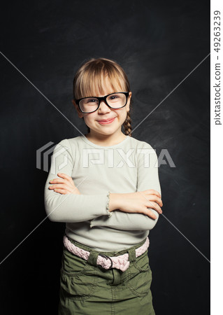 Happy child girl portrait. Smiling smart kid  49263239