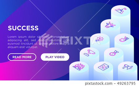 Success concept with thin line isometric icons 49263795