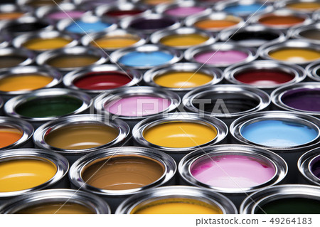 Full Buckets of rainbow colored oil paint Full Buckets of rainbow colored oil paint 49264183