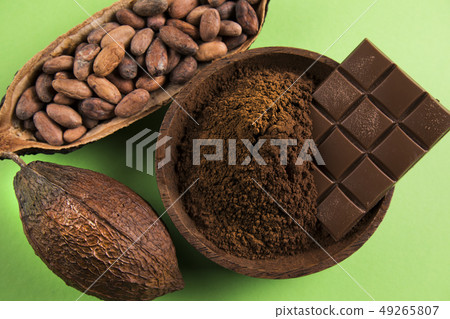 Cocoa pod, Chocolate sweet background 49265807