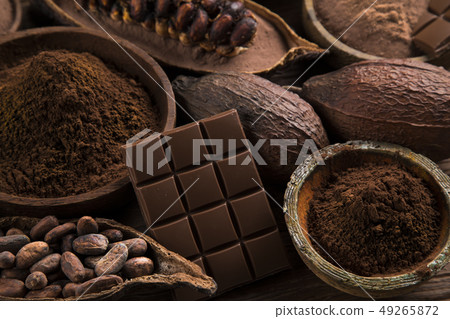 Chocolate , candy sweet, dessert food on natural 49265872