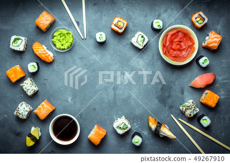 Japanese sushi background Japanese sushi background 49267910
