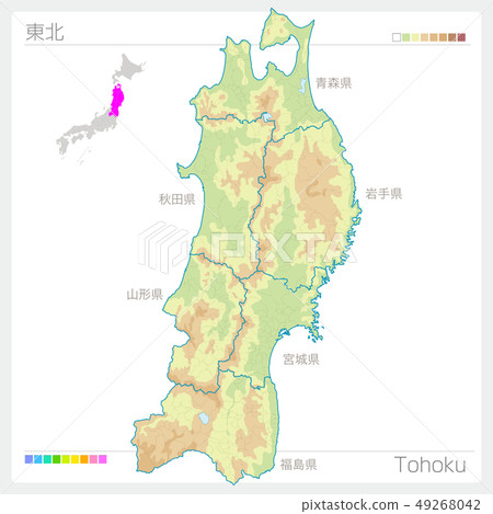 Map of Tohoku · Tohoku (contour, color coding) 49268042