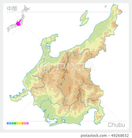 Map of Chubu Chubu (contour line / color coding) Map of Chubu Chubu (contour line / color coding) 49268632