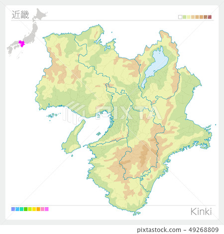 近畿地圖/近畿(輪廓線/顏色編碼) 近畿地圖/近畿(輪廓線/顏色編碼) 49268809