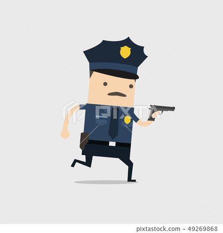 The police ran with a gun in his hand. 49269868