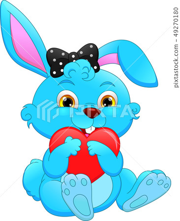 Cartoon happy rabbit holding love sign Cartoon happy rabbit holding love sign 49270180