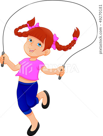 Little girl playing skipping rope Little girl playing skipping rope 49270181
