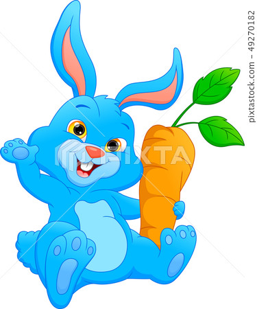 Cartoon happy rabbit holding carrot Cartoon happy rabbit holding carrot 49270182