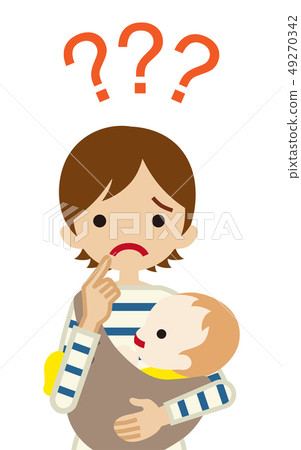 Young mother asking questions-hatena mark-upper body Young mother asking questions-hatena mark-upper body 49270342