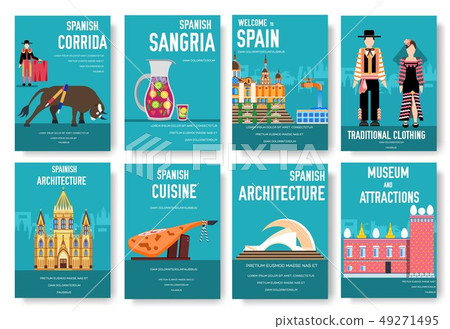 Spain vector brochure cards set. Country template of flyear, magazines, posters, book cover, banners Spain vector brochure cards set. Country template of flyear, magazines, posters, book cover, banners 49271495