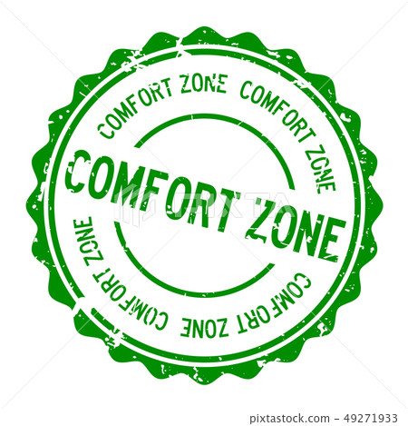 Grunge Green Comfort Zone Word Round Rubber Stamp Stock