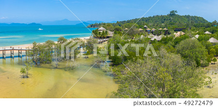 aerial view Small bridge across the mangrove canal 49272479