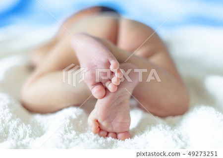 small healthy feet focus footprint new baby 49273251