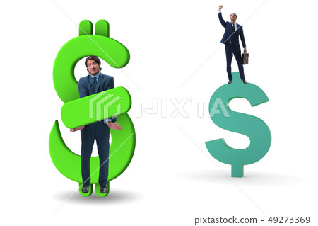 Businessman in dollar and debt concept Businessman in dollar and debt concept 49273369